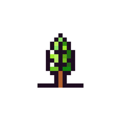 Poster - pixel tree. pixel art style tree. tree logo in 8 bit style. logo for game design and gaming. vector 