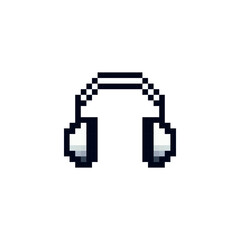 Poster - pixel headphones vector icon. headphones in pixel 8 style. computer device for music vector. headpho