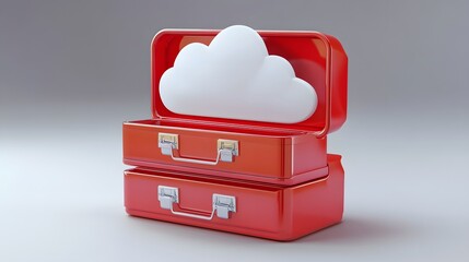 Poster - A conceptual image featuring a modern toolset, combining traditional red toolboxes with a cloud symbol, representing cloud computing and digital tools for innovation and efficiency
