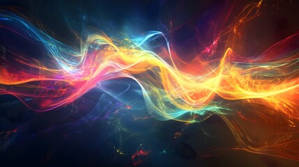 Poster - A vibrant abstract composition featuring flowing waves of color