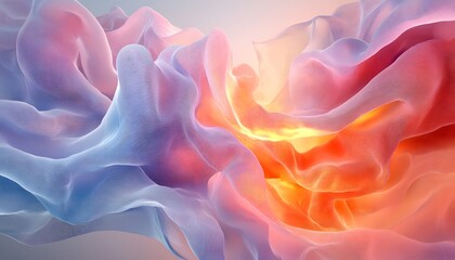 Poster - An abstract composition featuring vibrant waves of soft fabric-like colors, blending seamlessly to create a visually captivating and soothing aesthetic perfect for modern design.