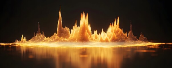 Poster - An abstract representation of sound waves illustrated in vibrant orange hues, creating an explosive visual effect reminiscent of energy and motion.