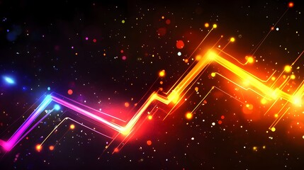 Poster - Vibrant abstract background featuring colorful lines and sparkles, ideal for digital art, music events, or creative projects, conveying energy and dynamic movement.