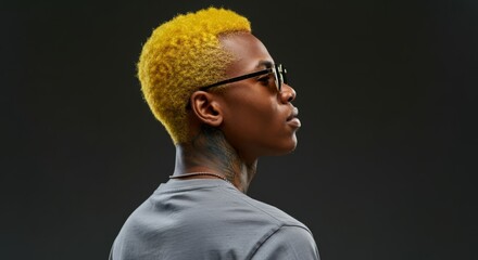 Wall Mural - Man with yellow hair and glasses