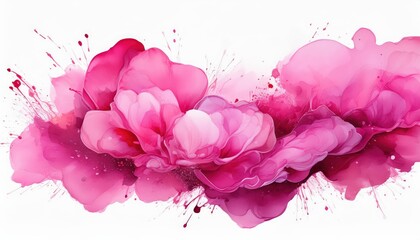 Poster - vibrant abstraction a pink watercolor splash elevated against a translucent canvas, showcasing the e