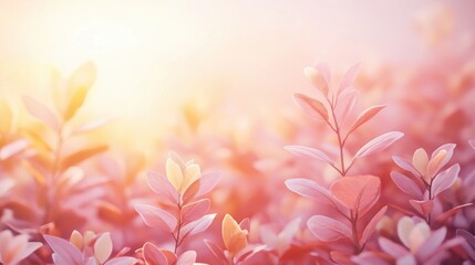 Wall Mural - Soft Pastel Leaves in Gentle Sunlight for Tranquil Nature Scenes