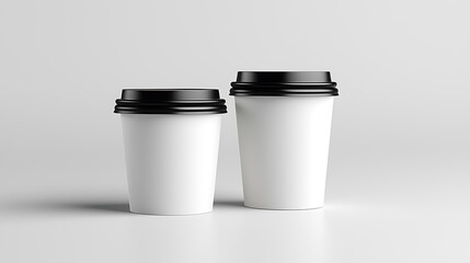 Sticker - Two White Paper Coffee Cups with Black Lids