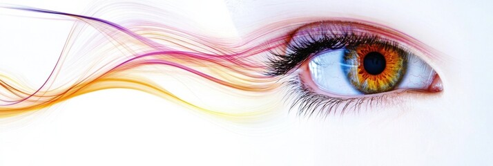 Aufkleber - Close up view of a human eye showcasing vibrant colors and artistic visual effects reflecting creativity and perception. Generative AI
