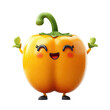 © PD - Cheerful yellow bell pepper character celebrating with joyful expression in a cartoon style isolated on transparent background