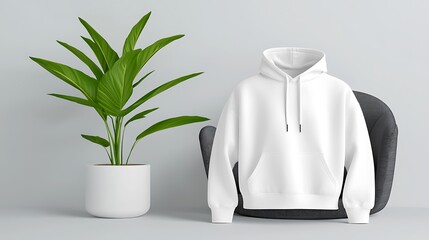 Wall Mural - White Hoodie Mockup with Minimalist Setting