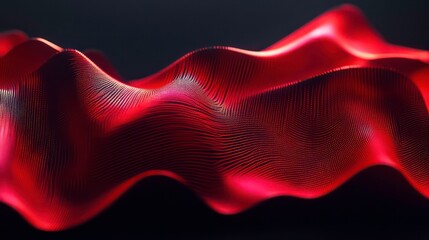 Poster - Abstract red wave pattern with lines and texture.