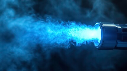 Poster - Close-up of blue glowing exhaust emitting smoke.
