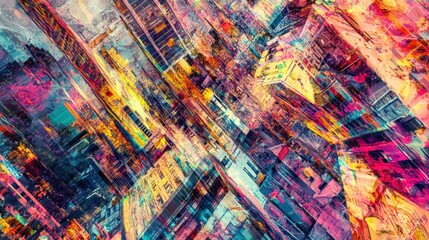 Poster - Vibrant Cityscape: An Abstract Urban Symphony