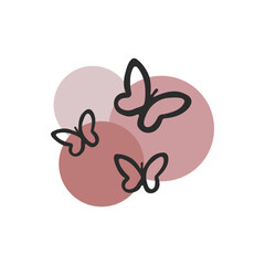 Poster - three black butterflies vector. vector icon of a simple butterfly. symbol of freedom butterfly. butt