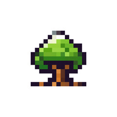 Poster - pixel tree. pixel art style tree. tree logo in 8 bit style. logo for game design and gaming. vector 