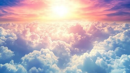 Aufkleber - Vibrant sunset above a boundless sea of fluffy clouds.