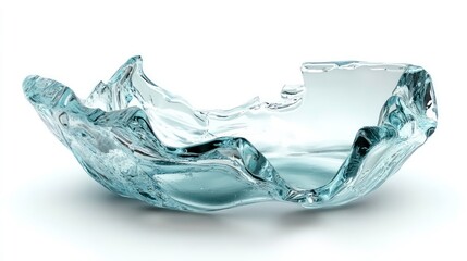 Poster - Shattered glass fragment, translucent, light blue, isolated on white background.