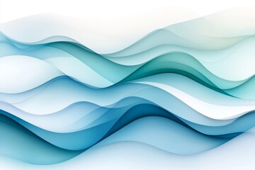 Poster - A flat design of overlapping wave patterns, with varying shades of blue and green blending seamlessly into one another