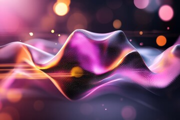 Aufkleber - A futuristic vision of glowing neon waves flowing seamlessly, with dynamic light trails and a digital matrix-like background
