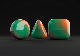 Poster - 3D shapes featuring abstract graphics and smooth textures in vibrant colors
