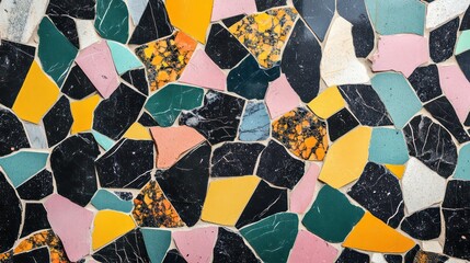 Poster - Colorful mosaic tile texture background with various shapes and colors.
