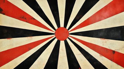 Poster - Abstract red, black, and white sunburst pattern on a grunge textured background.