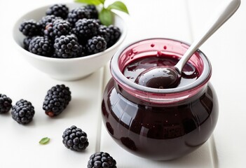 Wall Mural - blackberry jam in glass