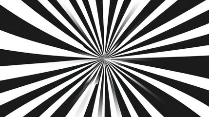 Aufkleber - Abstract black and white radiating lines converging to a central point, creating a hypnotic effect.