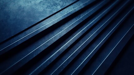 Poster - Abstract dark blue metallic diagonal lines background texture.