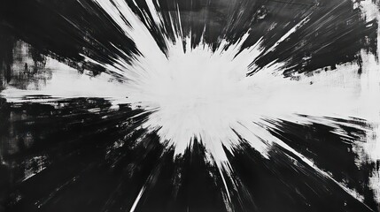 Aufkleber - Abstract black and white explosion, radiating lines, grunge texture.