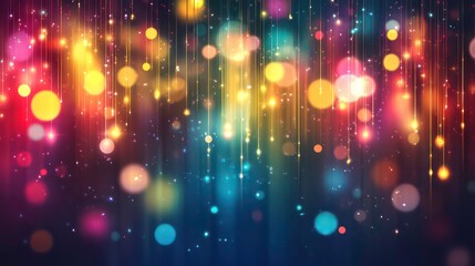 Poster - Abstract colorful bokeh lights background with glowing particles and glitter.