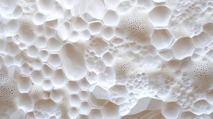 Poster - Abstract white textured surface with irregular, organic shapes resembling cells or foam.