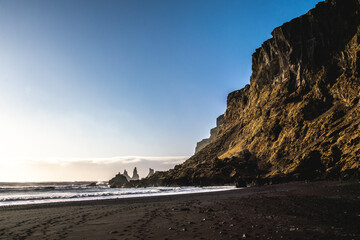 black beach volcanic lava sand in Iceland 