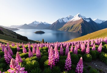 Wall Mural - lake and mountains