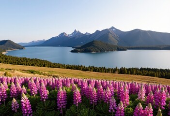 Wall Mural - lake and mountains