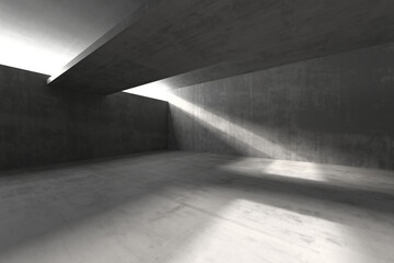 Wall Mural - Minimalist industrial architecture with concrete walls and dramatic light. 3d render.