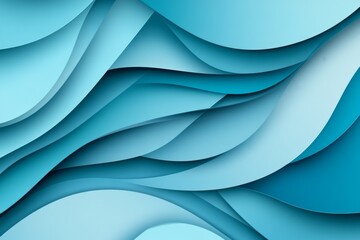Poster - A flat design of overlapping wave patterns, with varying shades of blue and green blending seamlessly into one another