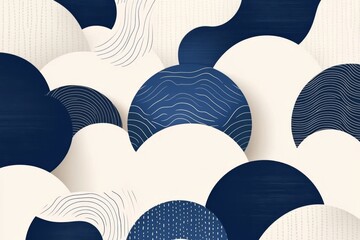 Poster - A flat, repeating pattern of small waves in alternating blue and white, perfect for a minimalist wallpaper or design