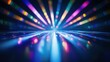 © Vadym - Vibrant disco lights create colourful beams reflecting off shiny surface. Festive, lively atmosphere. Dynamic setting. Party vibes. Nighttime event. Shiny surface. Disco scene. Abstract design. Light
