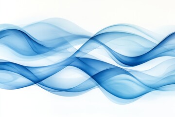 Poster - A minimalist 2D depiction of ocean waves, with alternating light and dark blue curves forming a calming pattern on a white background