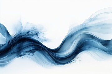 Poster - A minimalist 2D design of a wave forming a perfect spiral, drawn with sharp, clean strokes in deep blue on a white background