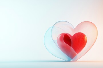 Aufkleber - A minimalist illustration of two intertwined hearts, drawn with simple, bold lines and a soft pastel gradient background