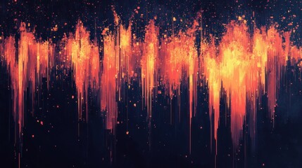 Fototapete - Vibrant digital artwork displaying dynamic bursts of fiery colors against a dark background. Generative AI