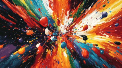 Poster - Colorful abstract explosion of paint splashes creates dynamic visual impact in modern art. Generative AI