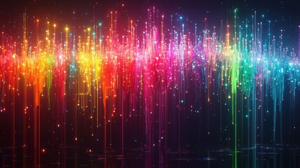 Fototapete - Vibrant and colorful waves of light showcase a stunning display of sound frequencies. Generative AI