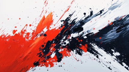 Poster - Colorful abstract art with dynamic splashes of red, black, and white tones on a neutral background. Generative AI