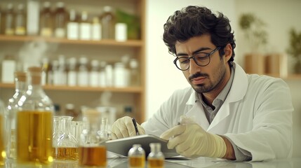 Poster - Scientist Analyzing Samples in Laboratory Research, Experimentation, and Scientific Breakthroughs