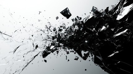 Fototapete - Abstract explosion of glossy shards against a light background showcasing dynamic movement and energy. Generative AI
