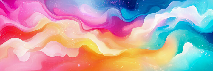 Leinwandbilder - Abstract Colorful Swirling Fluid Art Background: Vibrant Hues and Dynamic Waves