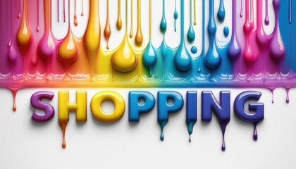 Poster - Dripping Colorful Liquid Letters on White Surface